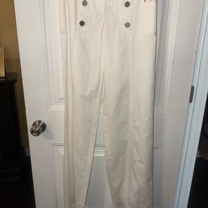 Elegant White High-Waisted Women's Sailor Trousers Clean Girl